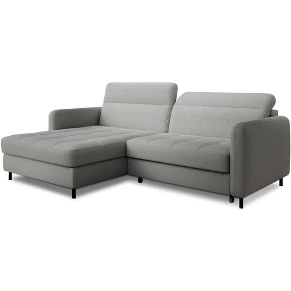 Pelēks salokāms/ar uzglabāšanas vietu stūra dīvāns no buklē auduma (ar kreiso stūri/ar zvilni) Gomsi – ELTAP-image-2