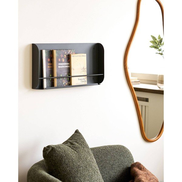 Tumši pelēks metāla sienas plaukts 60 cm Volterra – House Nordic-image-1