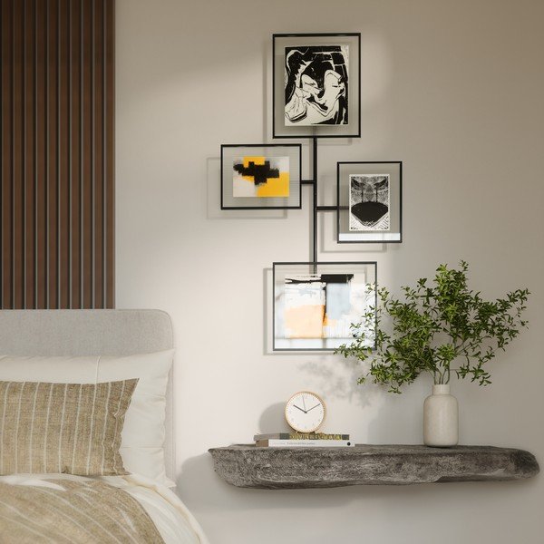 Spīdīgi melns metāla/stikla piekarināms foto rāmis 57x99 cm Flute – Umbra-image-4