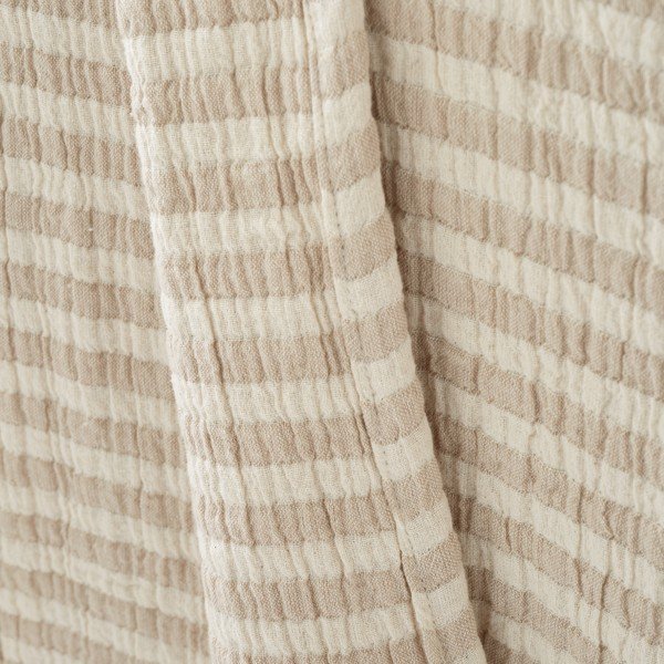 Dabīga toņa kokvilnas pleds 150x200 cm Cotton Muslin Stripe – Bianca-image-3