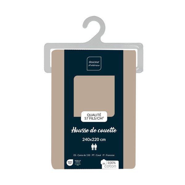 Bēšs divguļamais/īpaši garš kokvilnas segas pārvalks 240x220 cm Lina – douceur d'intérieur-image-2