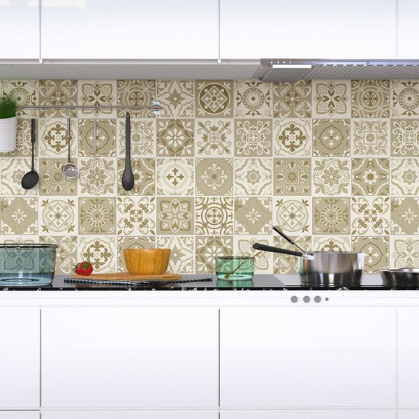 60 sienas uzlīmju komplekts Ambiance Wall Decal Cement Tiles Fortunato, 15 x 15 cm-image-1