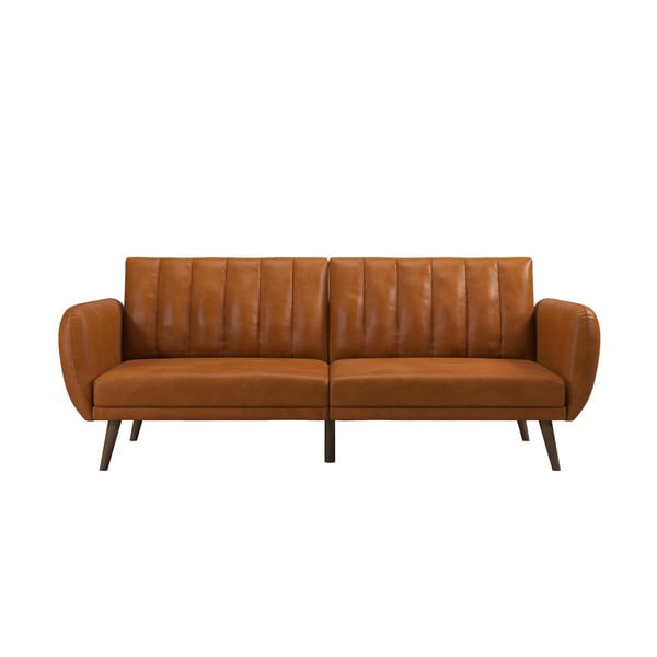 Oranžs ādas imitācijas dīvāns 207 cm Brittany – Novogratz
