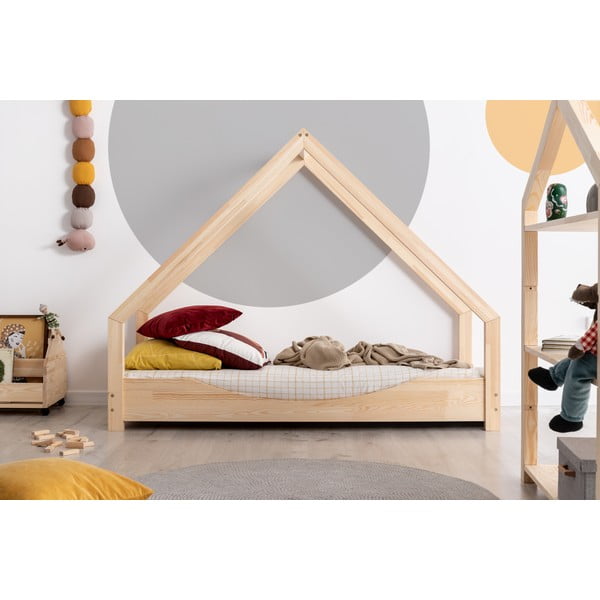 Bērnu gulta mājiņas formā no priedes koka Adeko Loca Elin, 90 x 160 cm