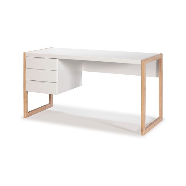 Balts rakstāmgalds ar priedes koka kājām Marckeric Frank-image-3