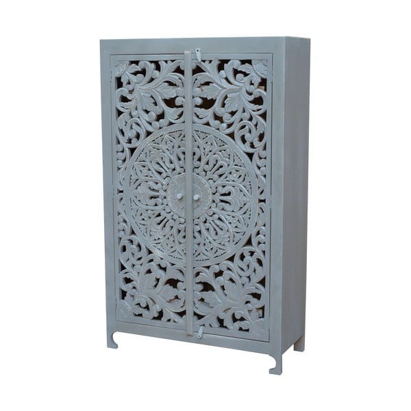 Gaiši pelēks mango masīvkoka skapītis 165x40 cm Kalita – Støraa-image-1