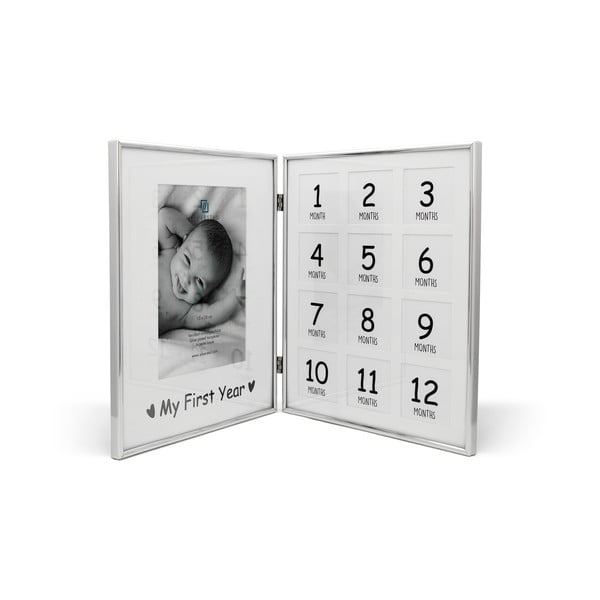 Sudraba krāsas stāvošs foto rāmis 21x26 cm My First Year – Zilverstad