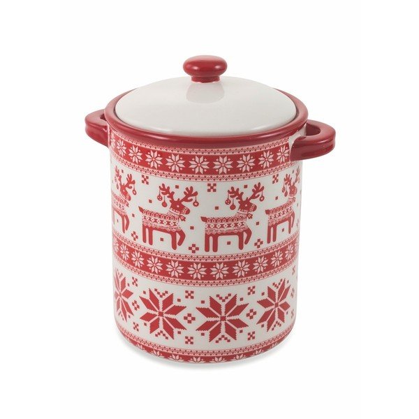 Ziemassvētku keramikas kaste ar vāku Villa d'Este Scandinavia Barattolo, augstums 21 cm