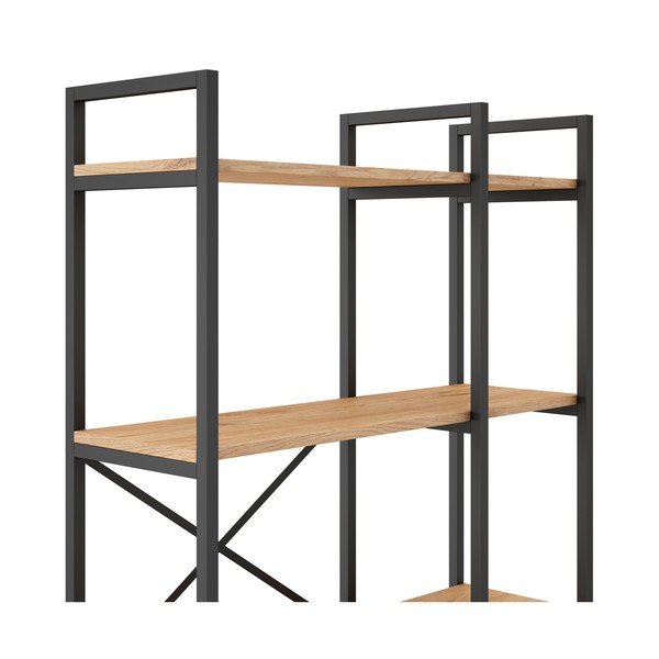 Melns/dabīga toņa ozolkoka imitācijas plaukts 87,5x175 cm Dusan – Marckeric-image-4