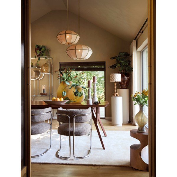 Krēmkrāsas piekaramā lampa ar auduma abažūru Mirelys – Light & Living-image-1