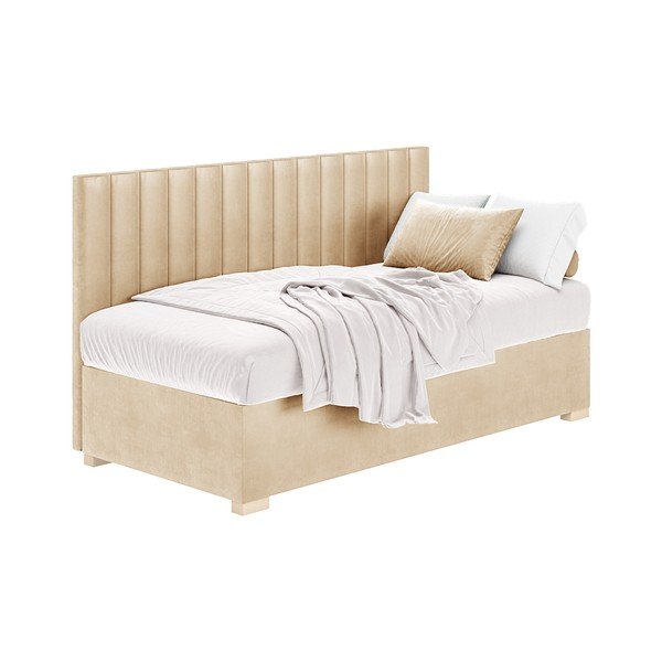 Bēša bērnu gulta ar veļas kasti ar matraci 90x200 cm Chill – Ghado-image-3