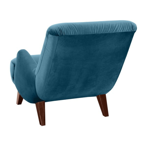 Zilganzaļš atpūtas krēsls ar brūnām kājām Max Winzer Brandford Suede-image-2