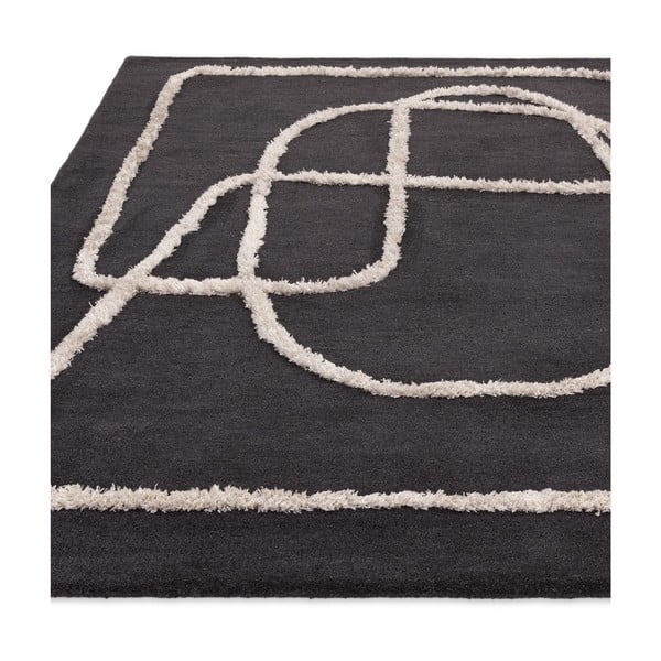Melns ar rokām darināts vilnas paklājs 160x230 cm Matrix – Asiatic Carpets-image-3