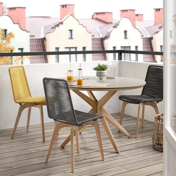 Ēdamgalds ar gaiši pelēku virsmu Kave Home Glow, Ø 120 cm-image-3