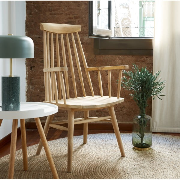 Balts sānu galdiņš ar koka pamatni Kave Home Bruk-image-1