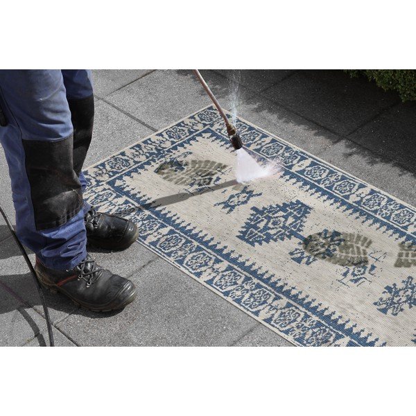 Zils un krēmkrāsas āra paklājs NORTHRUGS Duque, 80 x 250 cm-image-3