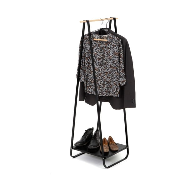 Melns drēbju pakaramais ar plauktu Compactor Portant Blanc-image-3