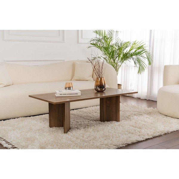 Tumši brūns žurnālgaldiņš ar riekstkoka imitāciju 60x119 cm Sabin – Kalune Design-image-1