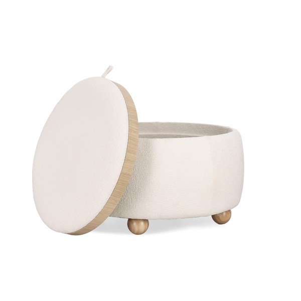 Krēmkrāsas pufs no buklē auduma Irisha – Bizzotto-image-3