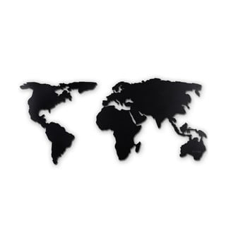 Melna metāla sienas dekorācija World Map XL