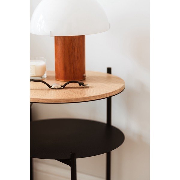 Melns/dabīga toņa naktsskapītis ar ozolkoka imitācijas galda virsmu Tu – noo.ma-image-3