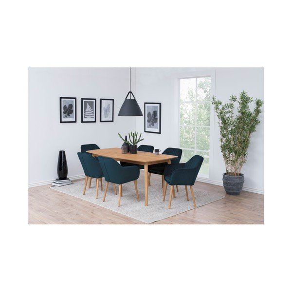 Tumši zils polsterēts ēdamistabas krēsls ar roku balstiem Emilia – Actona-image-1