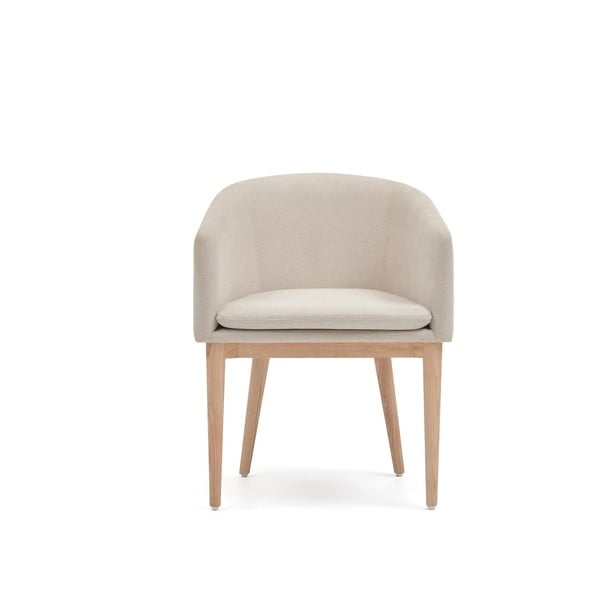 Krēmkrāsas polsterēts ēdamistabas krēsls ar roku balstiem Harlan – Kave Home-image-4