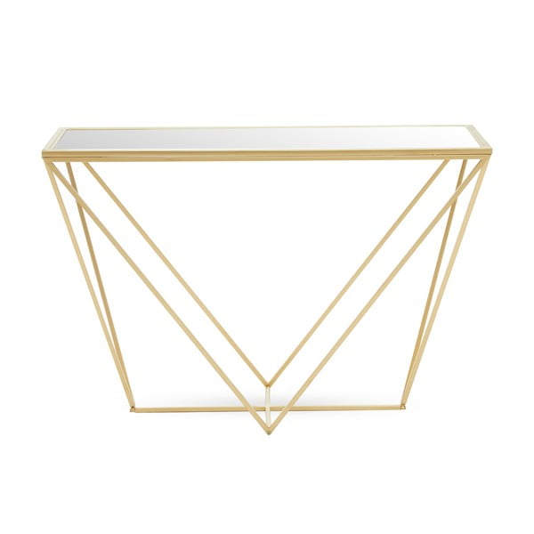 Zelta krāsas konsoles galds ar stikla galda virsmu 40x120 cm Farran – Premier Housewares-image-2