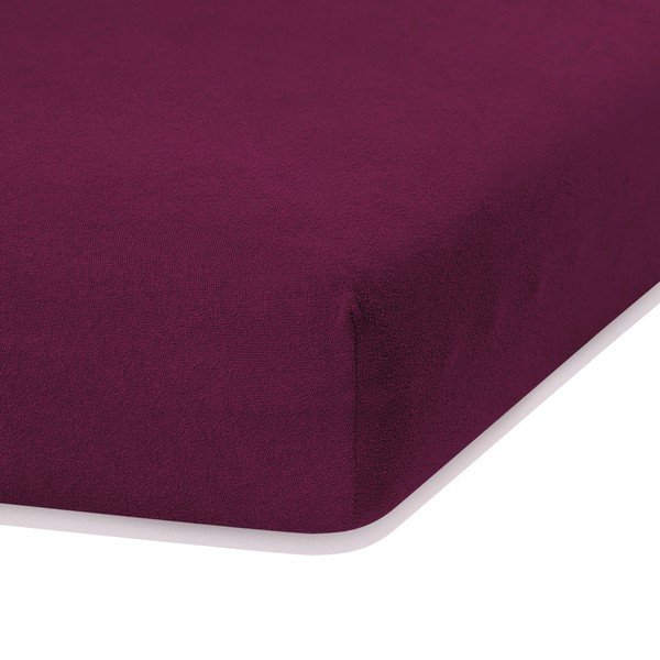 Tumši bordo elastīgs palags divguļamai gultai AmeliaHome Ruby Siesta, 180/200 x 200 cm-image-1