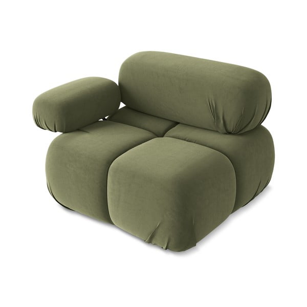 Gaiši zaļa samta modulārā dīvāna daļa (ar kreiso stūri) Lokua – Makamii-image-3