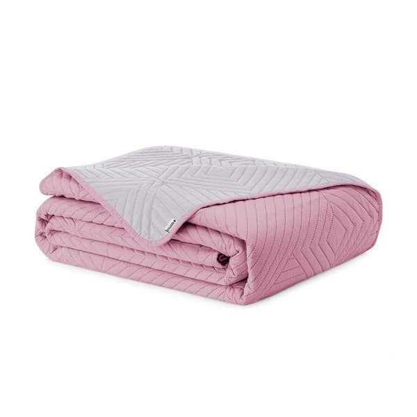 Rozā/gaiši pelēks mikrošķiedras stepēts gultas pārklājs 240x260 cm Softa – Restilo