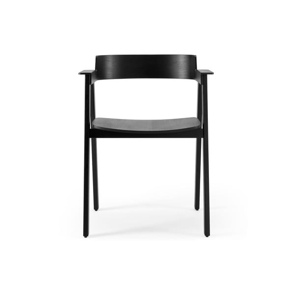 Melns ozola masīvkoka pusdienu krēsls ar roku balstiem Flip – Gazzda-image-2