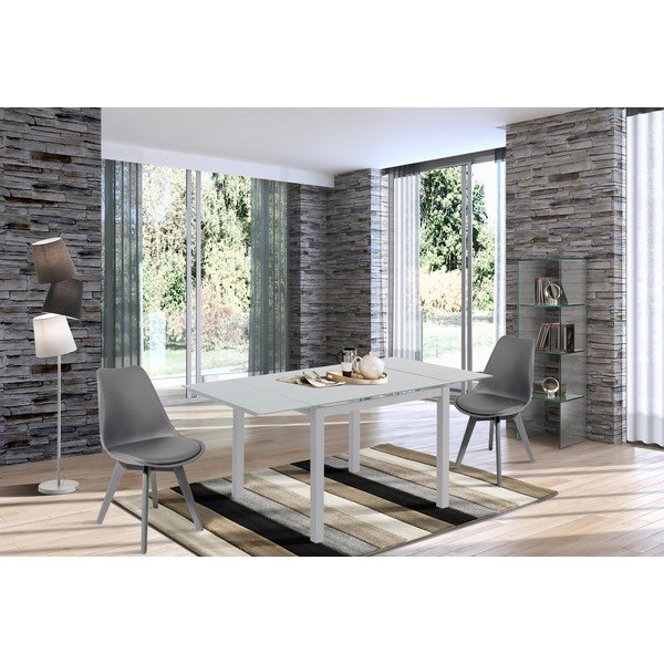Izvelkams ēdamgalds ar stikla galda virsmu 90x90 cm New Daily – Tomasucci-image-1