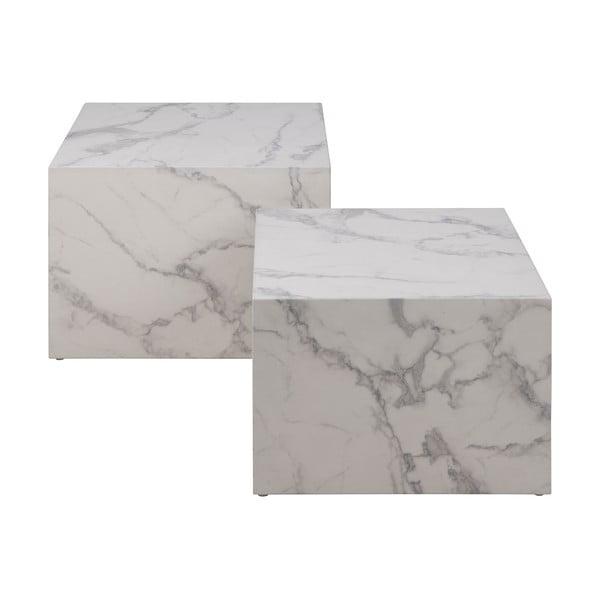 Balti žurnālgaldiņi ar marmora imitāciju (2 gab.) 58x58 cm Dice – Actona-image-4
