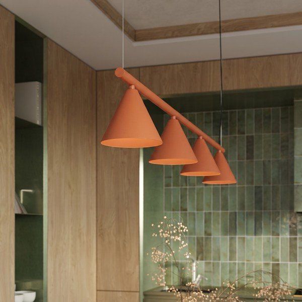 Ķieģeļu sarkana tērauda piekaramā lampa Zylo – Sollux-image-1