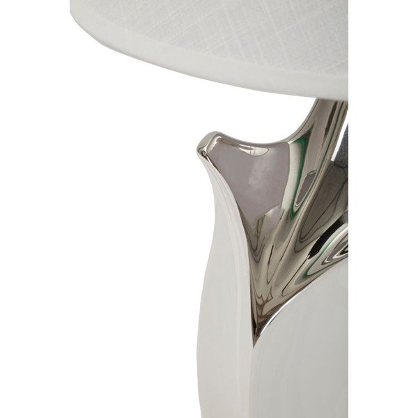 Balta/sudraba krāsas keramikas galda lampa ar auduma abažūru (augstums 51 cm) Shiney – Mauro Ferretti-image-2