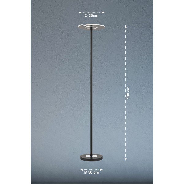 Melna LED stāvlampa ar regulējamu spilgtumu un stikla abažūru (augstums 180 cm) Dent – Fischer & Honsel-image-2