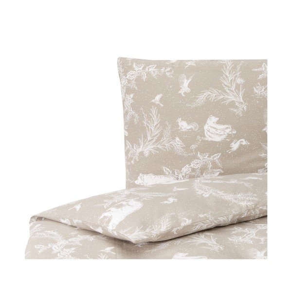 Bēša flaneļa vienguļamā gultas veļa Westwing Collection Animal Toile, 135 x 200 cm-image-2