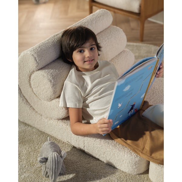 Krēmkrāsas bērnu atpūtas krēsls no buklē auduma Flipster – Wigiwama-image-1