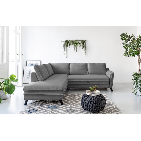 Tumši pelēks izlaižams stūra dīvāns Miuform Charming Charlie L, kreisais stūris-image-1