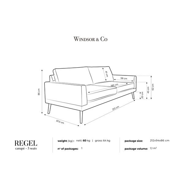 Gaiši pelēks trīsvietīgs dīvāns Windsor & Co Sofas Rigel-image-4