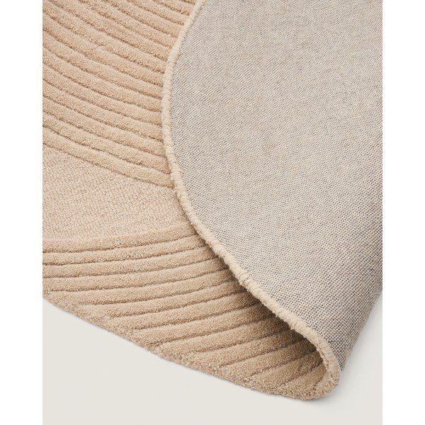 Krēmkrāsas ar rokām darināts vilnas paklājs 160x230 cm Domm – Kave Home-image-4