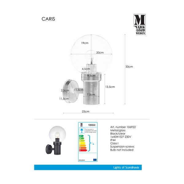Melna sienas lampa Markslöjd Caris-image-2