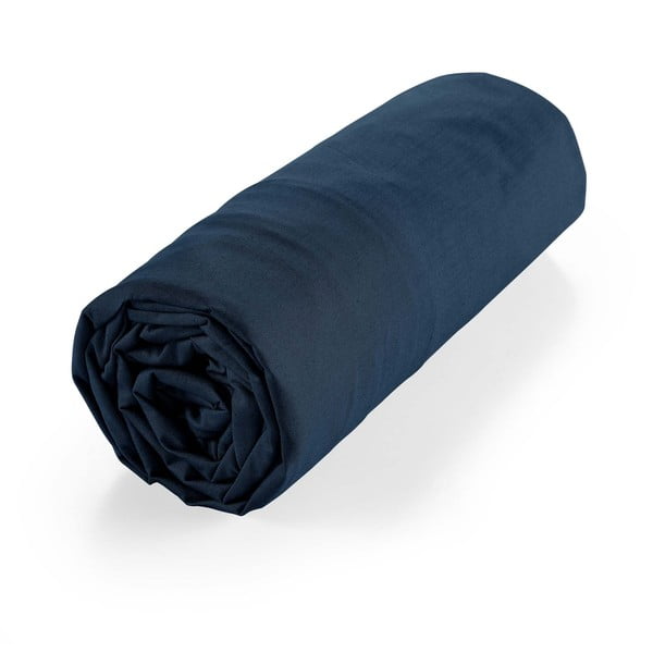 Tumši zils palags no organiskās kokvilnas  ar gumiju 160x200 cm Biolina – douceur d'intérieur-image-4