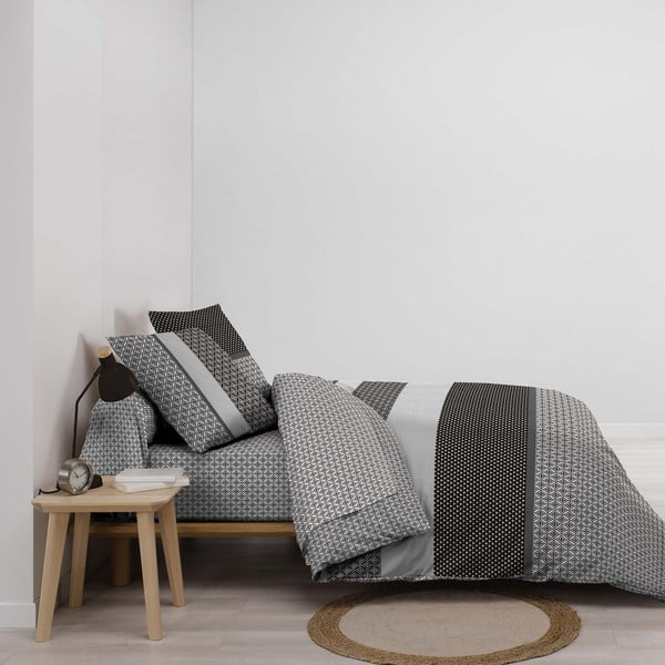 Melnbalta divguļamā kokvilnas gultas veļa ar palagu 240x220 cm Meiko – douceur d'intérieur-image-1