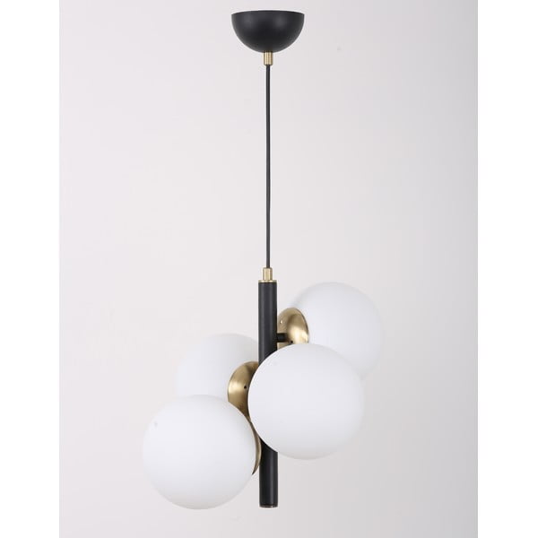Balta/melna piekaramā lampa ar stikla abažūru ø 15 cm Forte – Squid Lighting