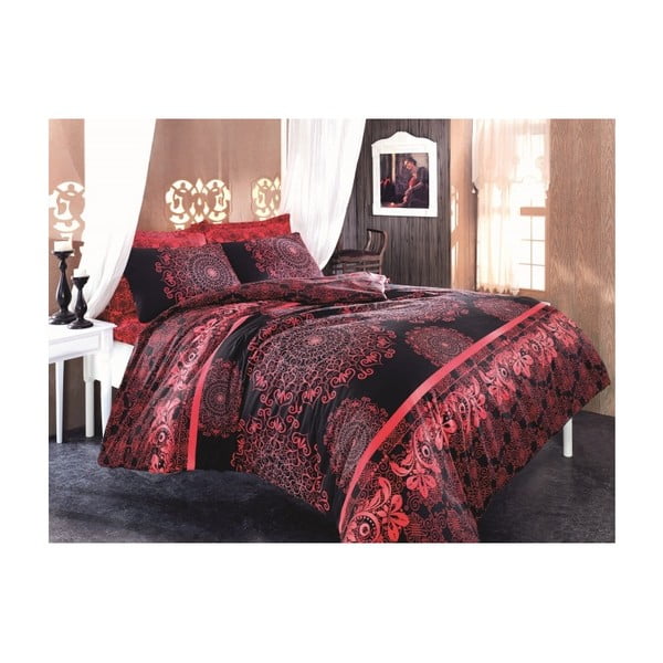 Sarkana gultas veļa divguļamai gultai Chantal, 200 x 220 cm