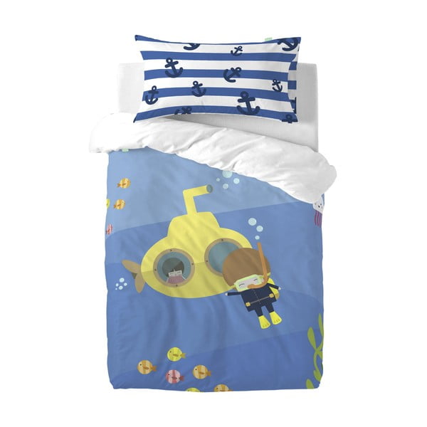 Bērnu gultasveļa no tīras kokvilnas Happynois Yellow Submarine, 120 x 100 cm