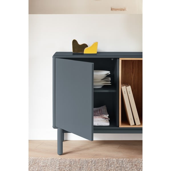 Tumši pelēka zema kumode 137x76 cm Corvo – Teulat-image-1