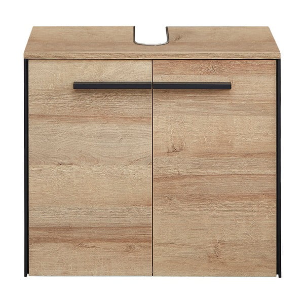 Dabīga toņa piekarams skapītis zem izlietnes ar ozolkoka imitāciju 53x60 cm Quickset 395 – Pelipal